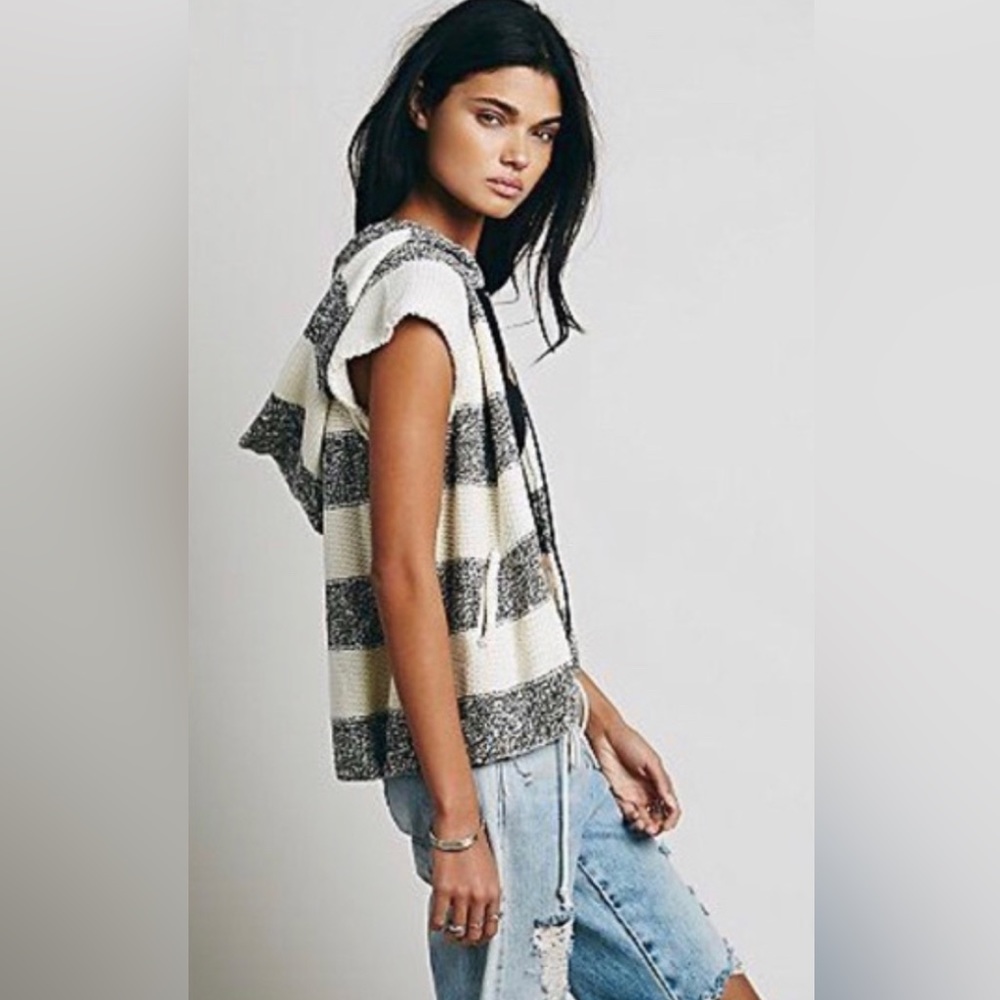 Free People striped knit hoodie vest